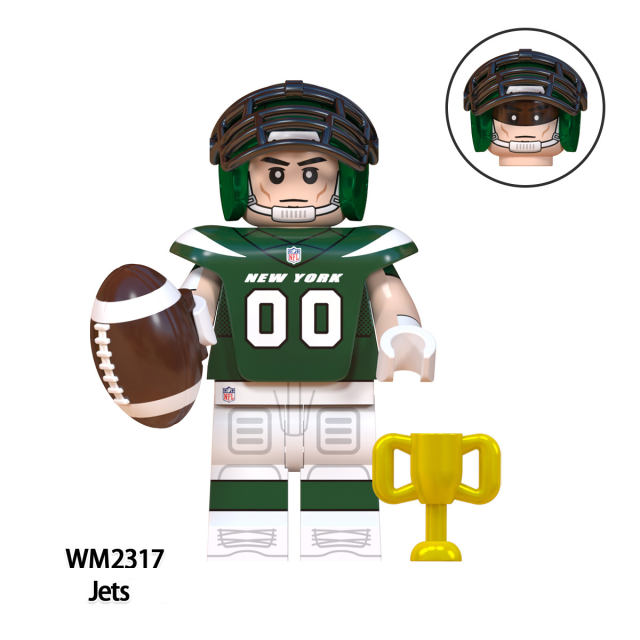 WM6134 Rugby Series Minifigures Building Blocks Pittsburgh Steelers Los Angeles Rams  Miami Dolphins Headguard Toys Gifts Kids