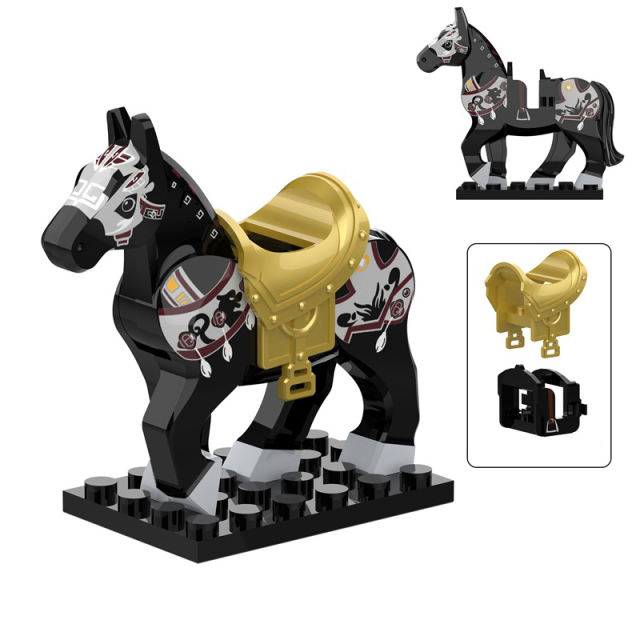 Medieval The Three Kingdoms Generals Horse Mount Series Building Blocks Military War Soldiers Red Hare Accessories Toys Children