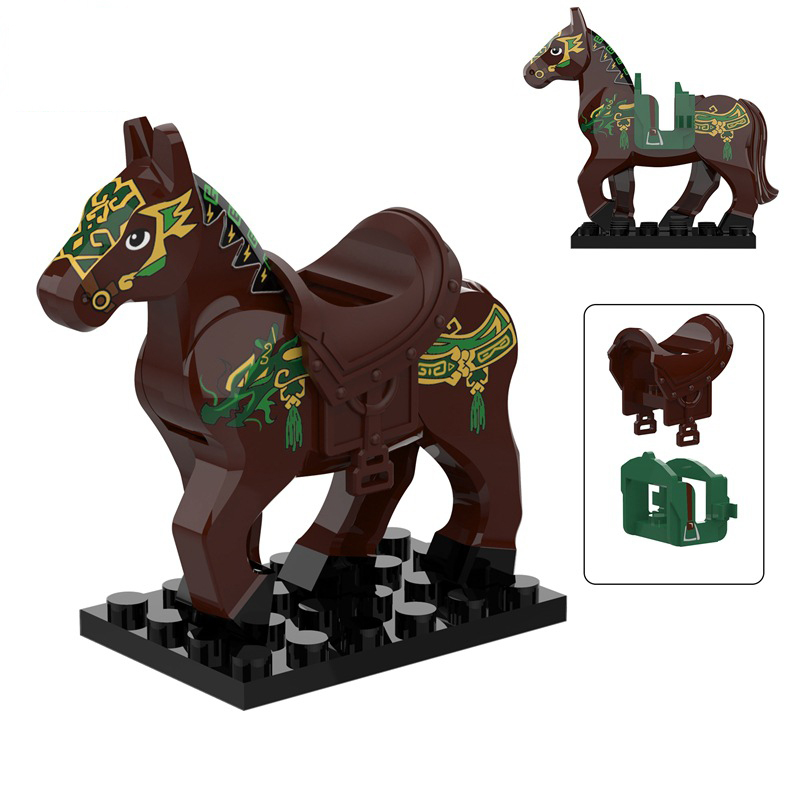 Medieval The Three Kingdoms Generals Horse Mount Series Building Blocks Military War Soldiers Red Hare Accessories Toys Children