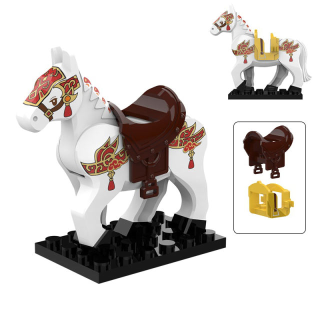 Medieval The Three Kingdoms Generals Horse Mount Series Building Blocks Military War Soldiers Red Hare Accessories Toys Children