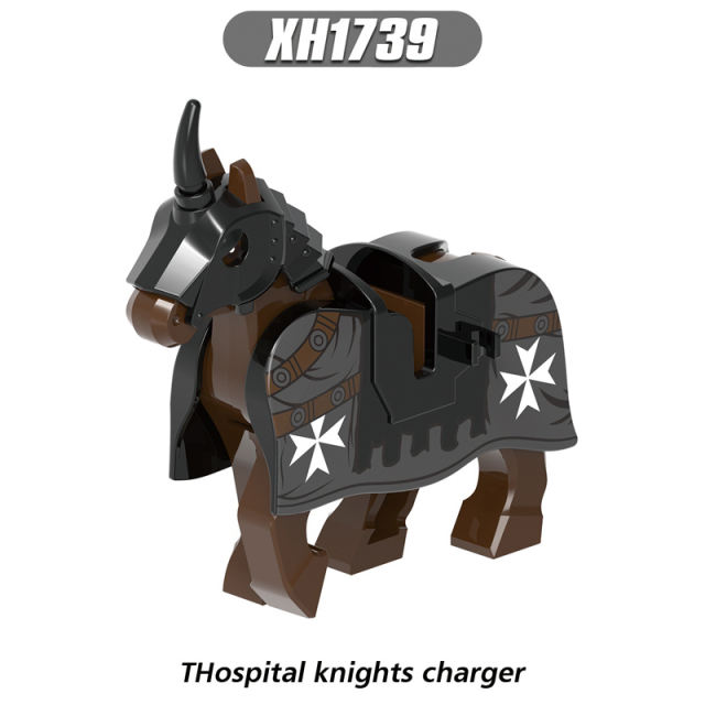 X0317 Medieval Military The Teutonic Order War Horse Building Blocks Knight Hospital Sanctuary Holy Sepulchre Saddle Bricks Toys Gifts