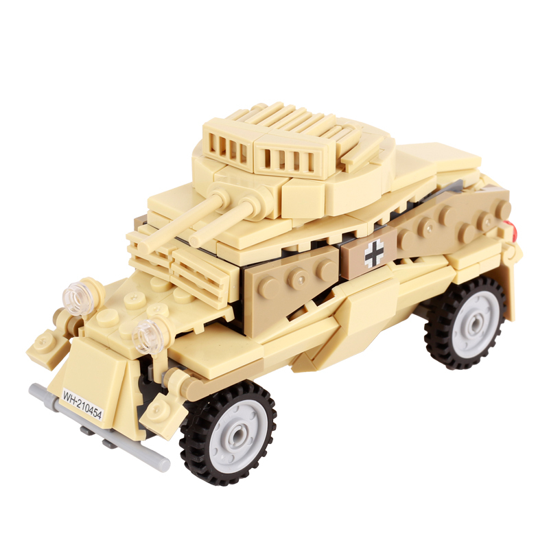 WW2 Military Germany North African Sd.kfz.222 Tank Building Blocks Armor Vehicles Soldiers Minifigs Army Weapons Bricks Toys Kid