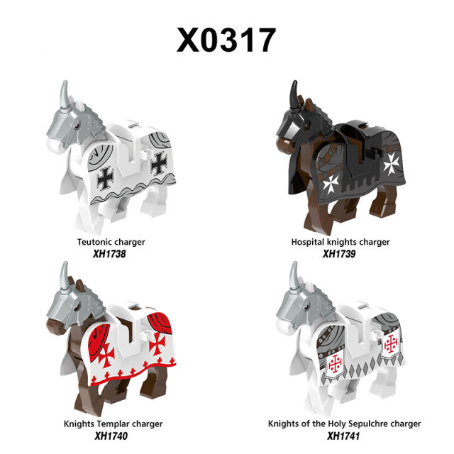 X0317 Medieval Military The Teutonic Order War Horse Building Blocks Knight Hospital Sanctuary Holy Sepulchre Saddle Bricks Toys Gifts