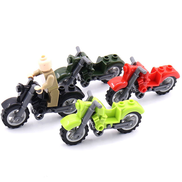 City Military Motorcycle Building Blocks Car Model Figures Accessories Soldiers Pickup Trucks MOC Vehicles Transporter Toys Boys