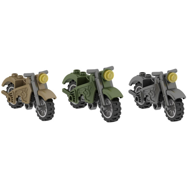 MOC WW2 Military Motorcycle Building Blocks Vehicle Tool Car Germany Army Soldier Figures Accessories Weapon Kid Model Toy Gifts