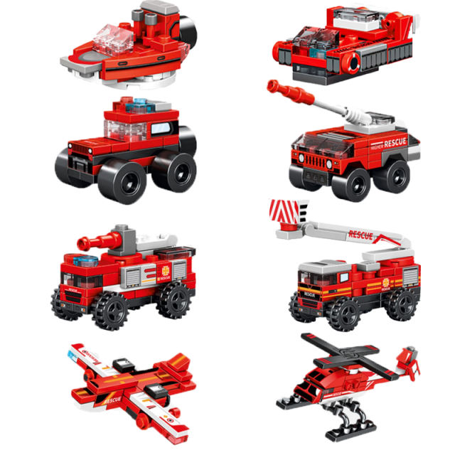 Heavy Industry Series Engineering Vehicle Building Blocks Fire Engine Scaling Ladder Armored Car Speedboat Patrol Toys Kid Gifts