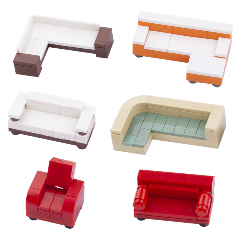 MOC City House Furnitures Building Blocks Street View TV Sofa Food Drink Dessert Accessories Decoration Set Bricks Toys For Boys