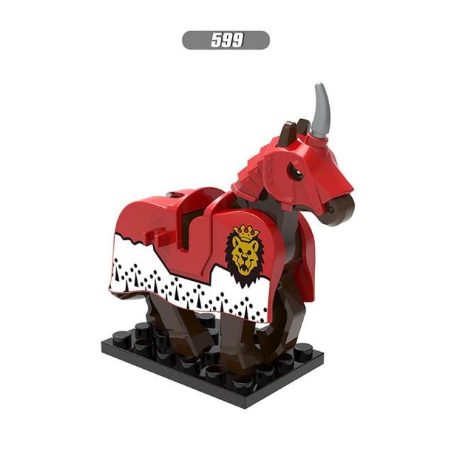 X0158  Medieval Military Armor War Horse Animal Minifigures Building Blocks Rome Vintage Warhorse Knight Soldier Accessories  Mini Figures Arms Weapon Armor Assemble DIY MOC Bricks Educational Toys Gift for Children