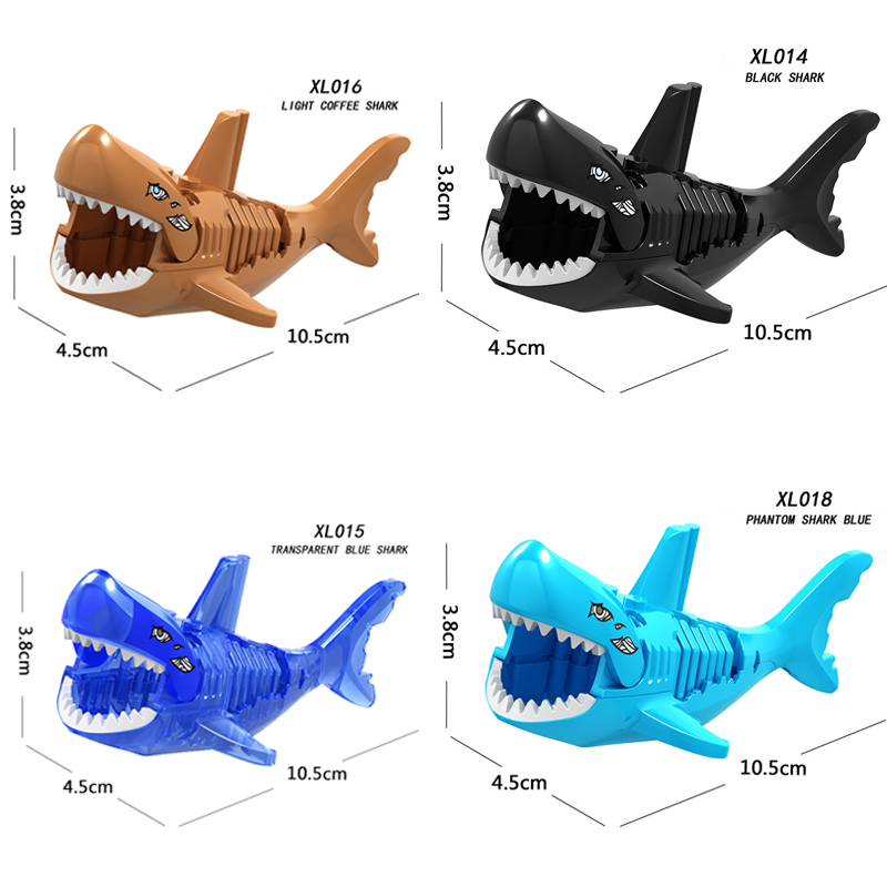 Shark Series Bricks Blue Black Ship Animal MOC City Gifts Boy Children