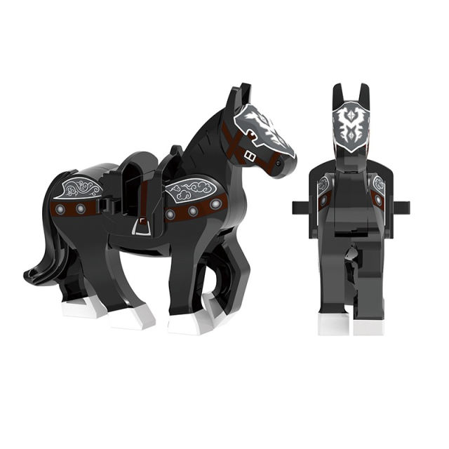 The Three Kingdoms Ancient Warrior Horse Series Building Blocks Medieval Generals Red Hare Saddle War Soldiers Kids Toy Children