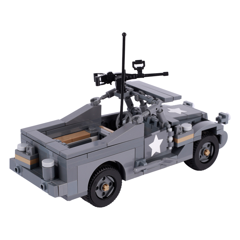 WW2 US Military M3A1 Reconnaissance Vehicle Building Blocks Soviet Army War Soldiers Weapon America Gun Car Wheel Toys Boy Gifts