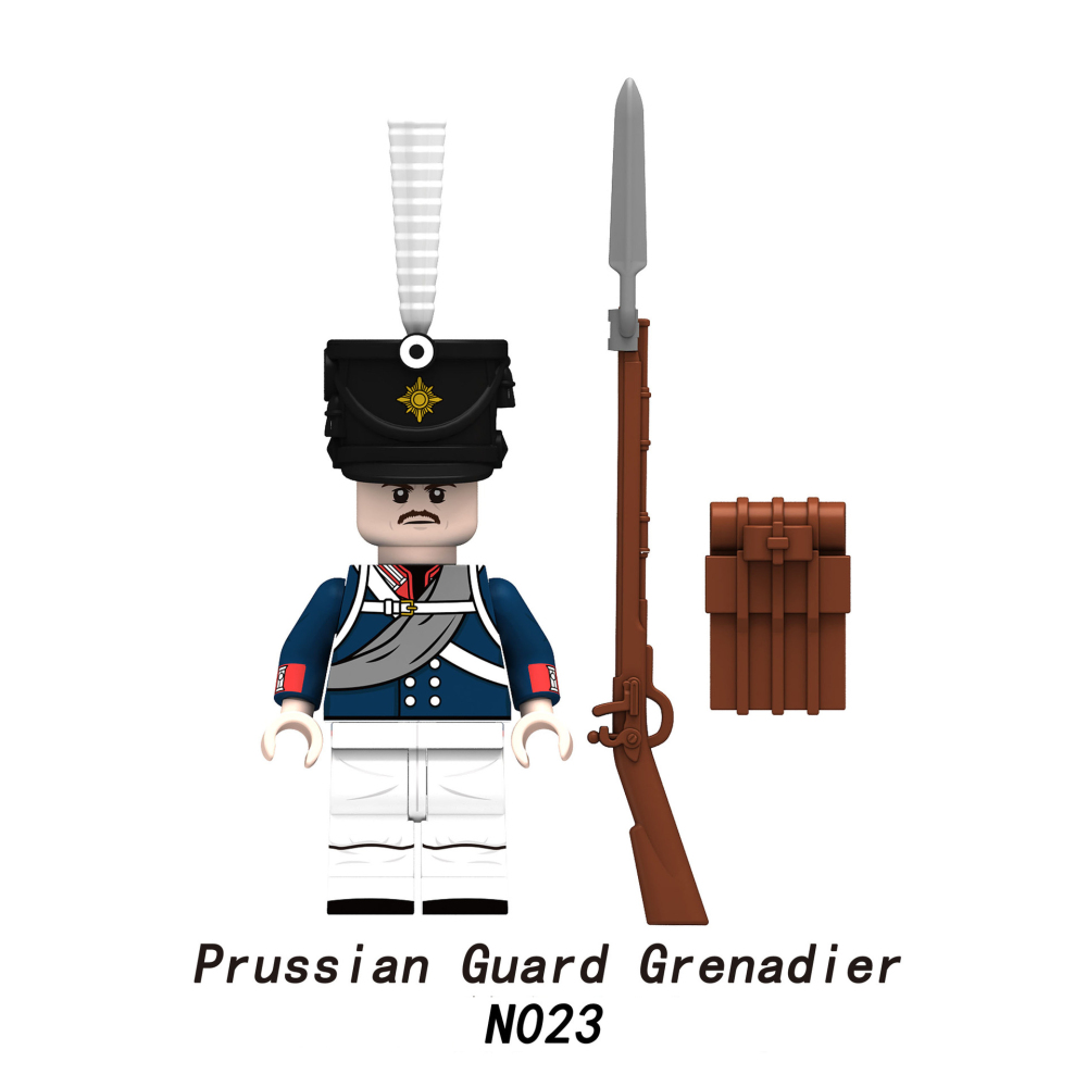 N021-024 Medieval Military Napoleon Series Prussian Soldiers Minifigures Building Blocks Germany French Weapon Gun Soldiers Toys Boy
