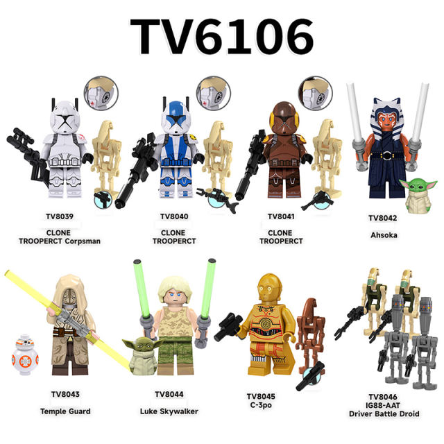 TV6106 Star Wars Science Fiction Series Minifigures Building Blocks Clone Volunteer Luke Skywalker Model  Ameica Action Toy Gift