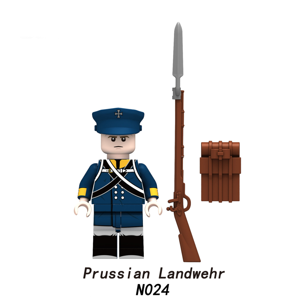 N021-024 Medieval Military Napoleon Series Prussian Soldiers Minifigures Building Blocks Germany French Weapon Gun Soldiers Toys Boy