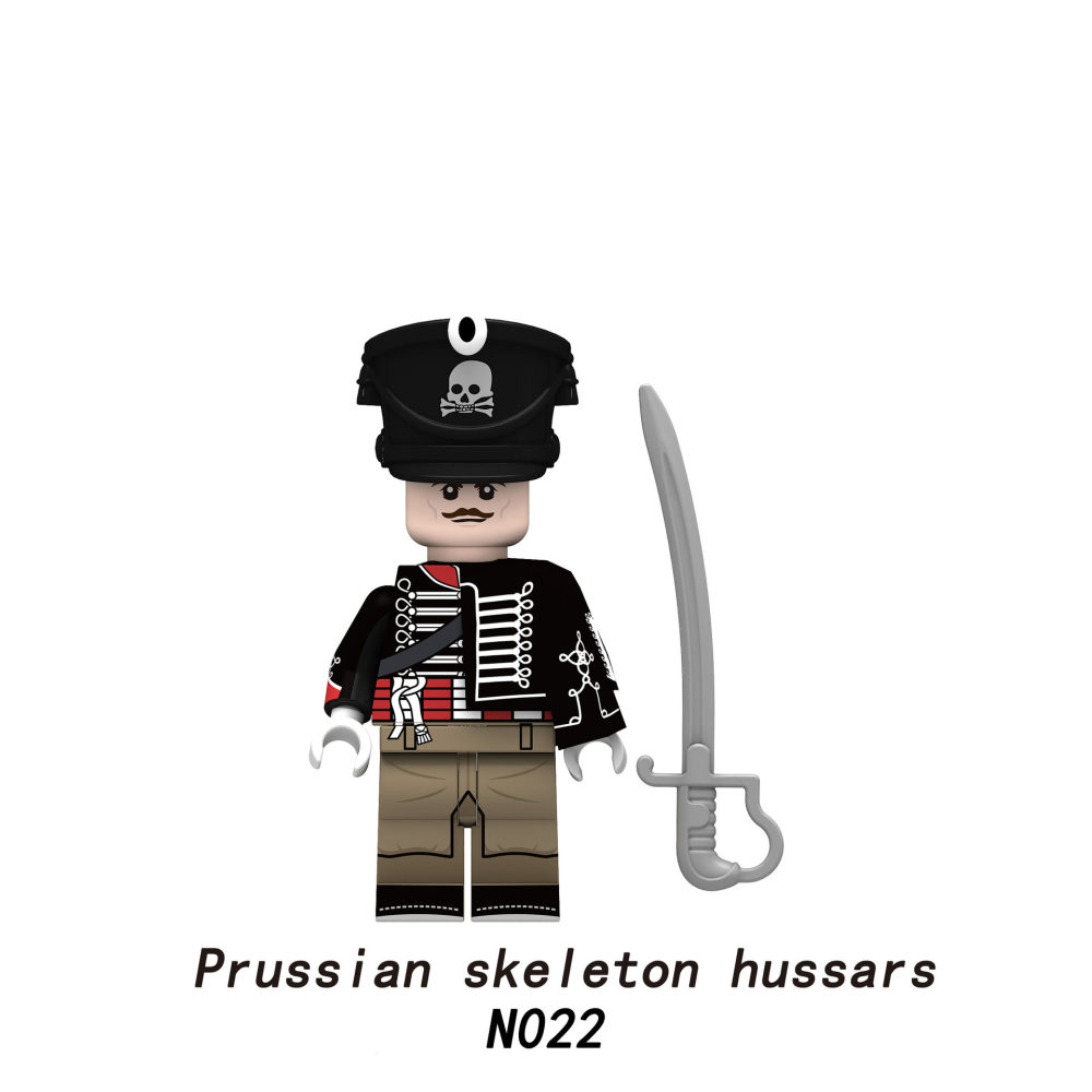 N021-024 Medieval Military Napoleon Series Prussian Soldiers Minifigures Building Blocks Germany French Weapon Gun Soldiers Toys Boy