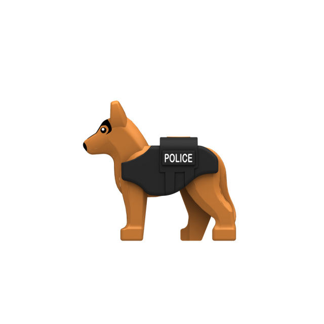 Small Particle Police Dog Bulletproof Vest Building Block Animal Parts Soldier Military Search Rescue SWAT Toy For Children Gift