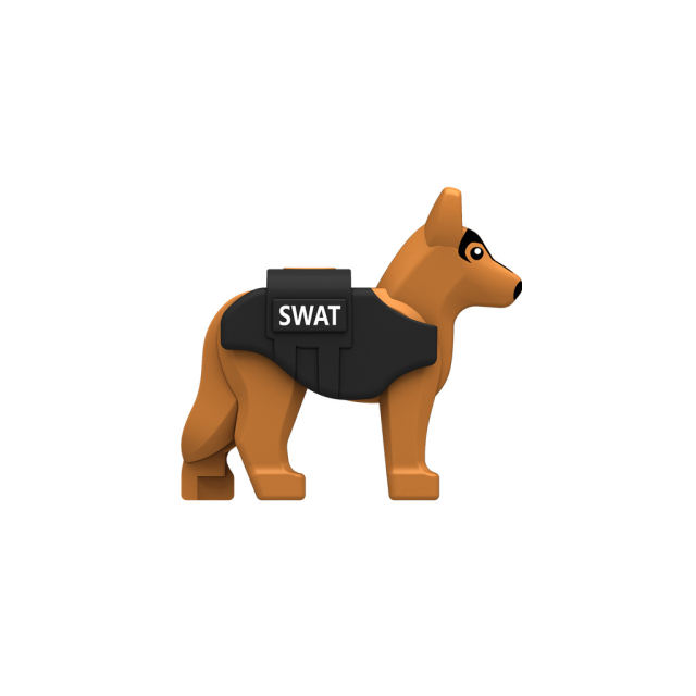 Small Particle Police Dog Bulletproof Vest Building Block Animal Parts Soldier Military Search Rescue SWAT Toy For Children Gift