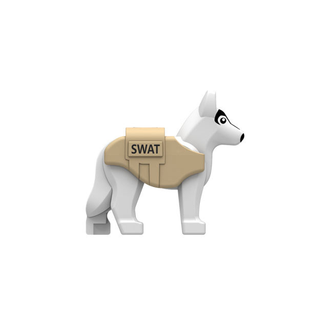 Small Particle Police Dog Bulletproof Vest Building Block Animal Parts Soldier Military Search Rescue SWAT Toy For Children Gift