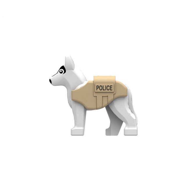 Small Particle Police Dog Bulletproof Vest Building Block Animal Parts Soldier Military Search Rescue SWAT Toy For Children Gift