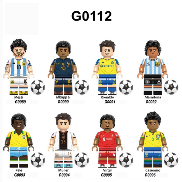 G0112 World Cup Soccer Match Player Minifigs Building Blocks Football Athletes Messi Mbappé Ronaldo Compatible Gifts Children