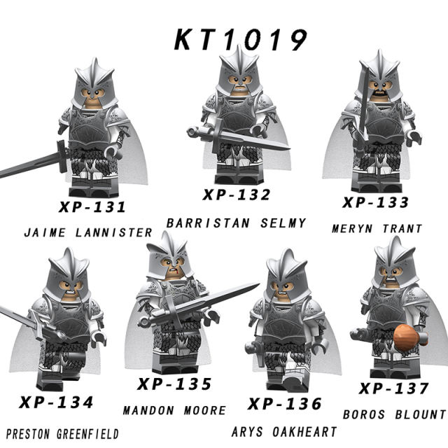 KT1019 Game Of Thrones Series Minifigures Building Blocks Weapon Soldiers Medieval Knight Jaime Lannister Meryn Trant Toys Gifts