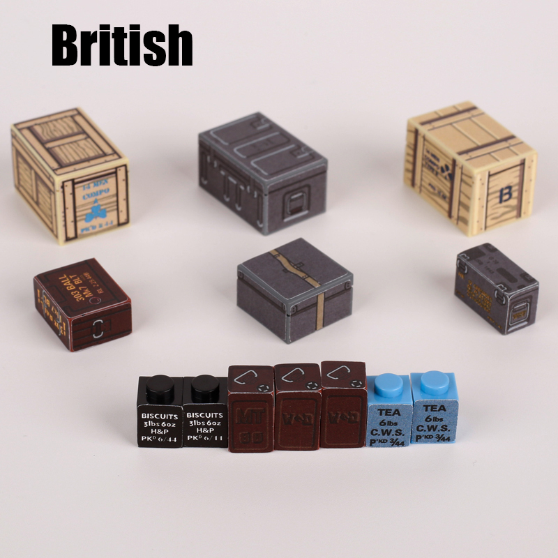 MOC WW2 German USA Soviet British Army Soldiers Sticker Military Building Blocks Weapon Material Package Accessories Parts Toys