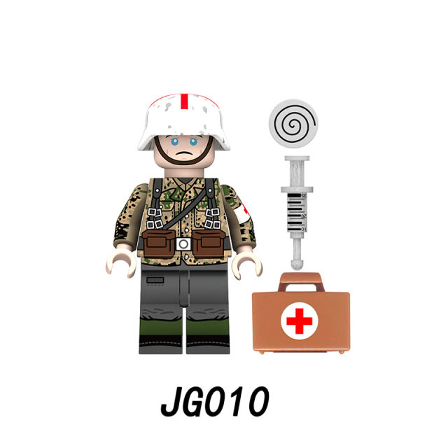 JG010 WW2 German Military Medical Corps Minifigures Building Blocks Soldiers Army Box Pointer Rescue Accessories Toys Boys Gifts