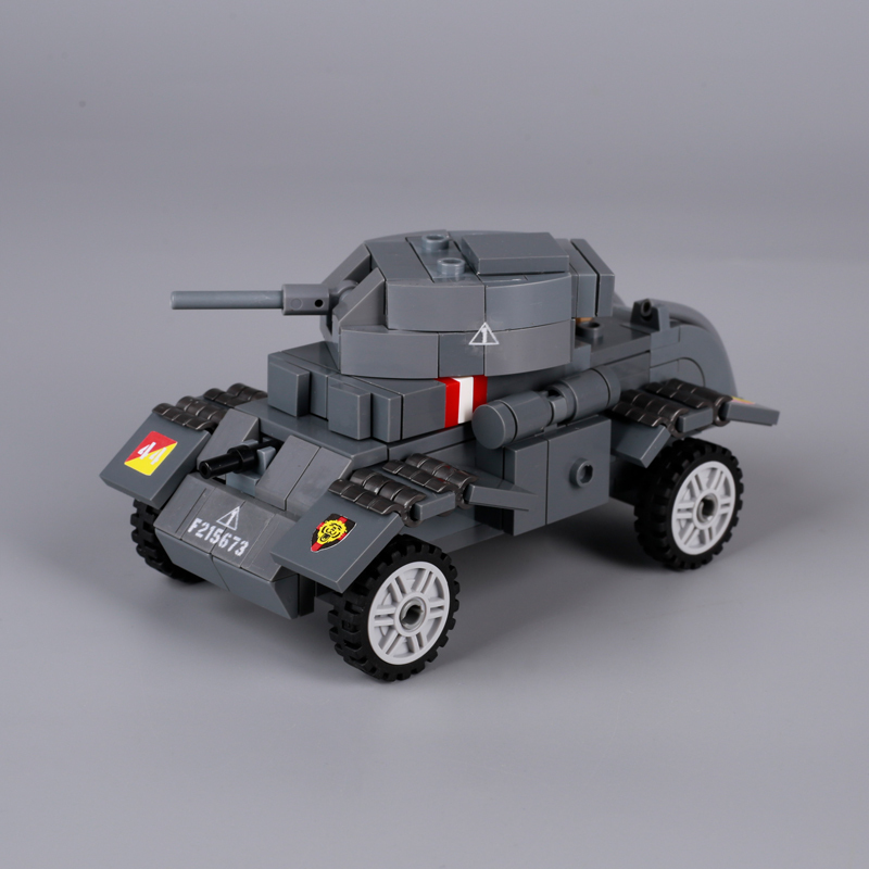 WW2 British T17 Deerhound Military Armored Car Building Blocks War Army Soldiers US Staghound Wheel Weapon Battery Boys Toy Gift