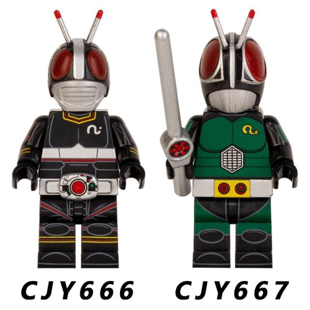 Japanese Anime Series Masked Rider Minifigures Building Blocks Heroes Helmet Weapon Knight Shocker Acridid Model Gifts Boys Toys