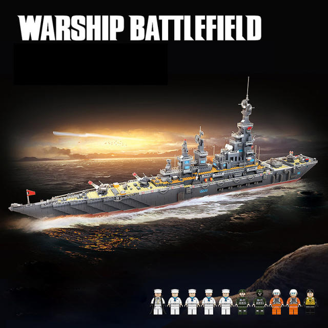 3151PCS Reloading Battleships Military Minifigures Building Blocks Warship Naval Craft Navy Army Soldier Tank Pilot Boy Gift Toy