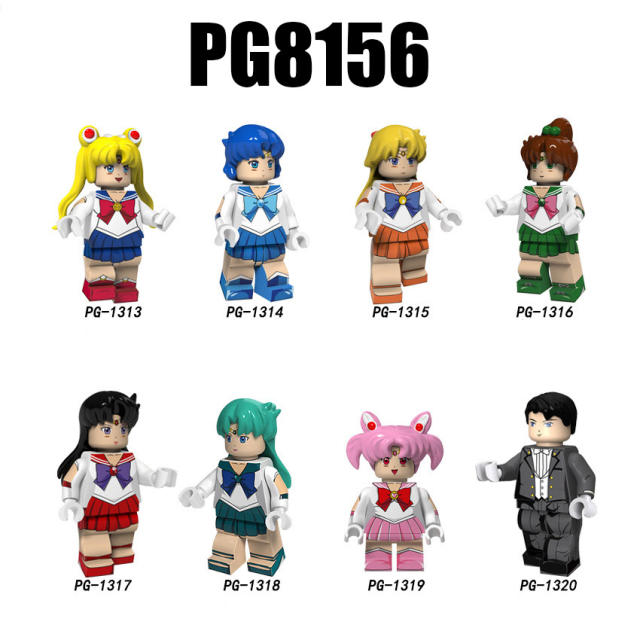 PG8156 Japanese Anime Series Sailor Moon Minifigures Building Blocks Mizuno Ami Kino Makoto Chibiusa Character Toys Gifts Girls