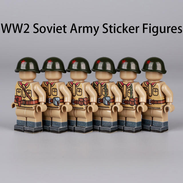 WW2 Soviet Army Sticker Military Seires Minifigrues Building Blocks Helmet Soldiers Weapon Gun Accessories Parts Toys Gifts Boys