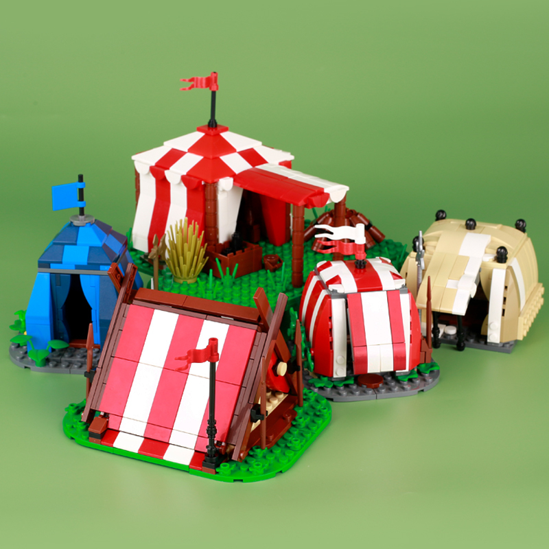 MOC Military Medieval Castle Camp Viking Tents Building Blocks Soldiers Knight Army Weapons Accessories Models Toys Boys Gifts