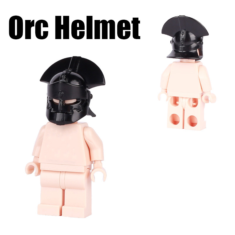 10 PCS Medieval Military Series Headgear Orc Helmet Building Blocks Warriors Soldiers Knight Army Accessories Weapon Toys Boys