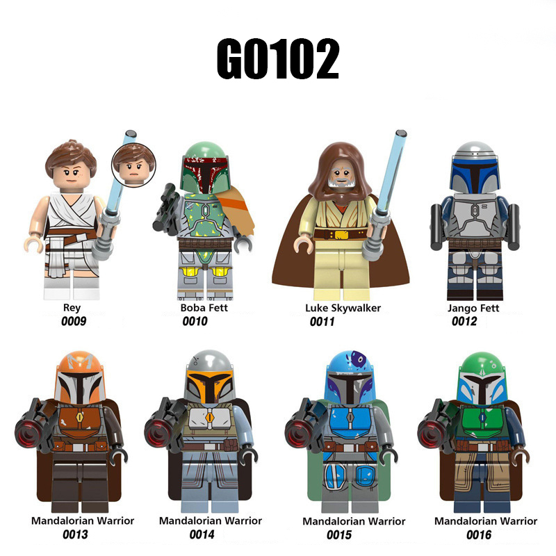 G0102 American Science Fiction Star Wars Series Minifigs Building Blocks Disney Movie Luke Mandalorian Warriors Weapon Toys Gift