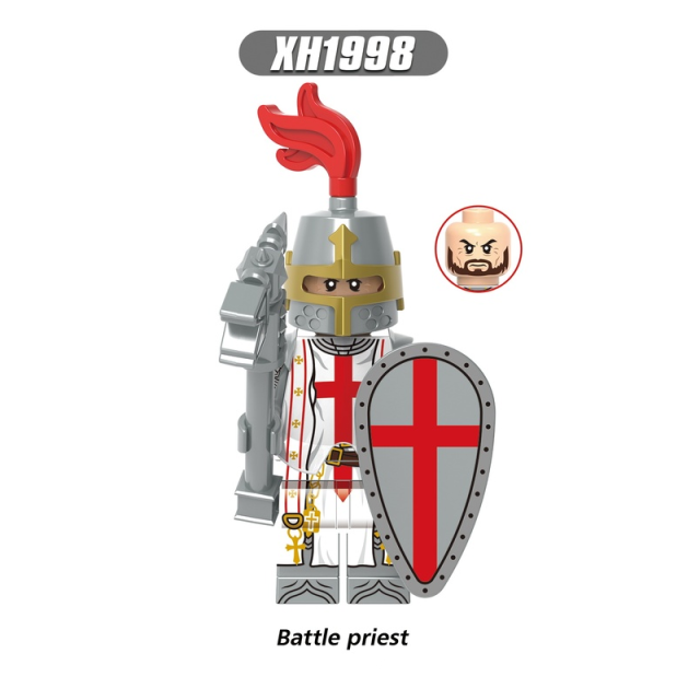 X0348 Medieval Soldiers Military Minifigs Building Blocks Empire Temple Knight Battle Priest Weapon Helmet Shield Armored Toys