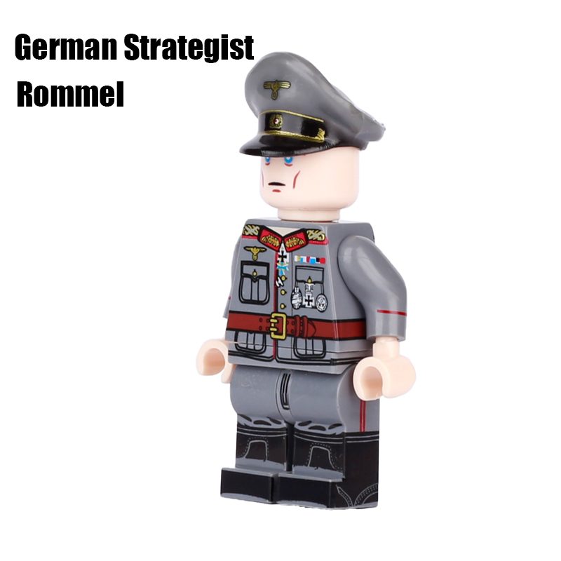 WW2 German Military Strategist Rommel Minifigs Bricks Helmet Compatibal