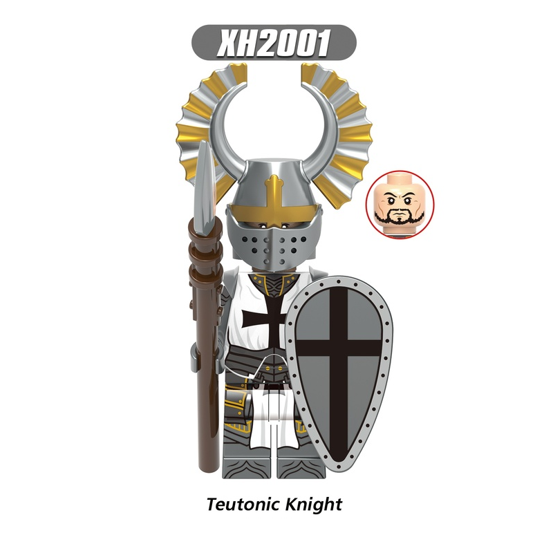 X0348 Medieval Soldiers Military Minifigs Building Blocks Empire Temple Knight Battle Priest Weapon Helmet Shield Armored Toys