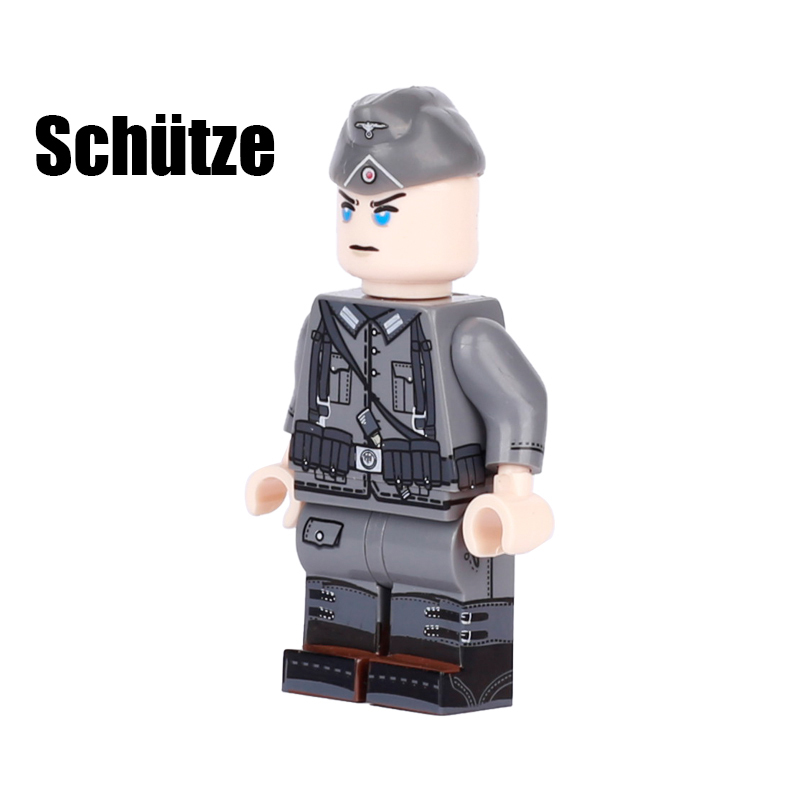WW2 Military Series German Schütze Minifigs Builing Blocks Army Soldiers Weapon Gun Helmet Tank Accessories Parts Toys Boys Gift