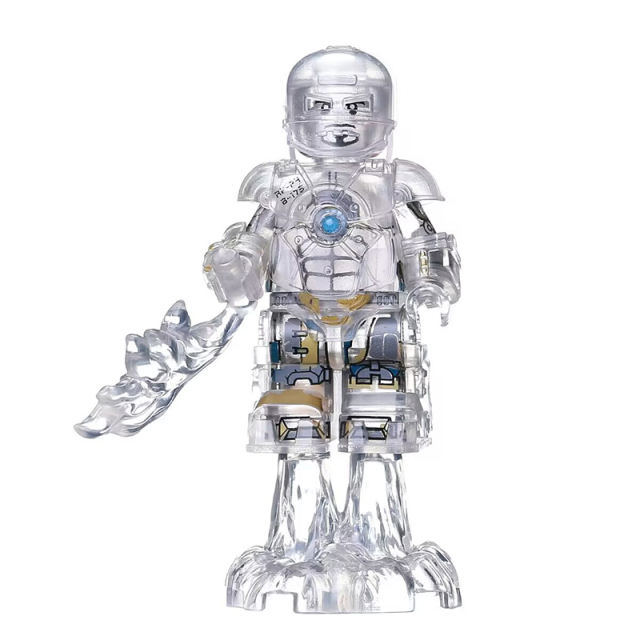 CQ01 A Marvel Series Superhero Iron Man Minifigs Building Blocks Tony Stark Transparent Mark I Mecha ArmorWeapon Toys Boys Gifts