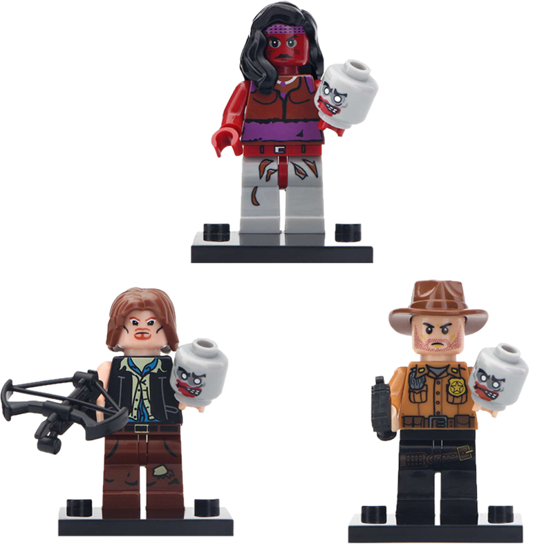 JX1003 American TV Series The Walking Dead Wolverine Minifigs Building Blocks Zombie Weapon Gun Accessories Toys Boys Children