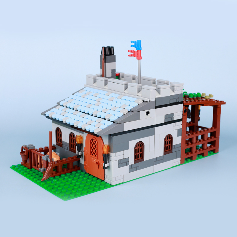 MOC City Medival Series Small Cottage Building Blocks Horse Stable Farm Pig Fish Chicken Animal Flag Accessories Toys Gifts Girl