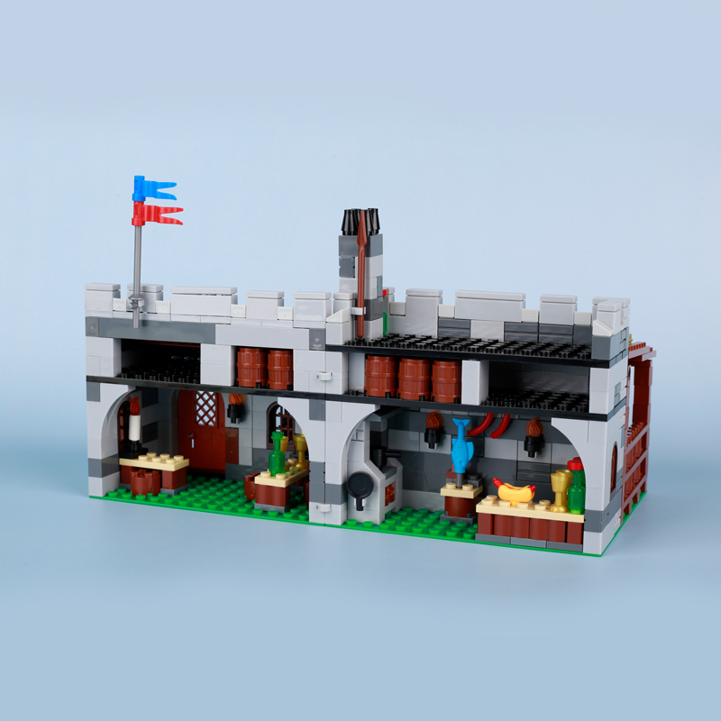 MOC City Medival Series Small Cottage Building Blocks Horse Stable Farm Pig Fish Chicken Animal Flag Accessories Toys Gifts Girl