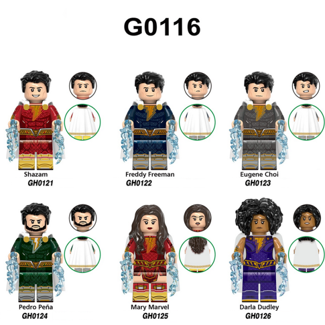 G0116 Superheroes Series Shazam Family Minifigs Building Blocks DC Whiz Comics Captain Marvel Freddy Freeman Toys Gifts Children