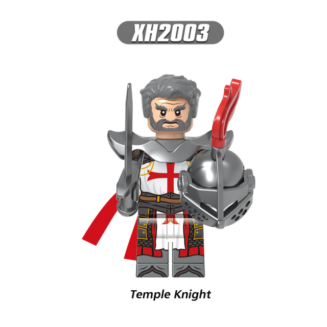 Medieval Military Temple Knight Flag Minifigs Building Blocks Templar Soldiers Weapon Helmet Crusades Accessories Toys Boy Children