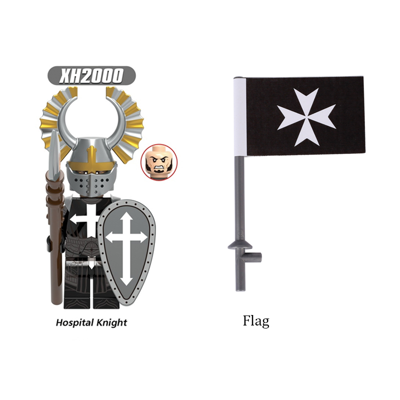 Medieval Series Hospital Knight Flag Minifigs Building Blocks Army Soldiers Weapon Shield Spear Winged Helmet Toys Boy Children