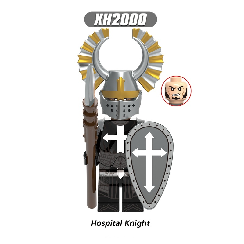 Medieval Series Hospital Knight Flag Minifigs Building Blocks Army Soldiers Weapon Shield Spear Winged Helmet Toys Boy Children