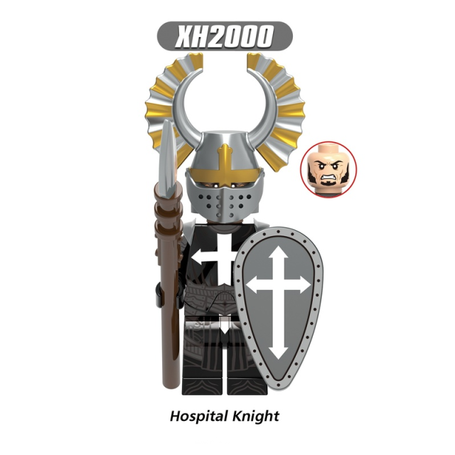 Medieval Series Hospital Knight Flag Minifigs Building Blocks Army Soldiers Weapon Shield Spear Winged Helmet  Toys Boy Children