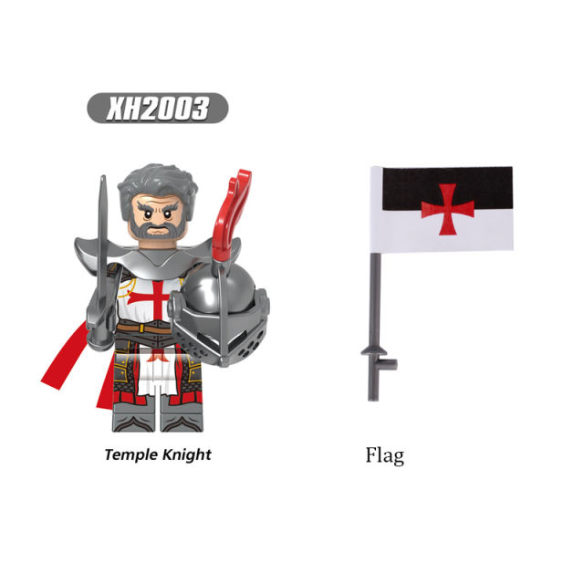 Medieval Military Temple Knight Flag Minifigs Building Blocks Templar Soldiers Weapon Helmet Crusades Accessories Toys Boy Children