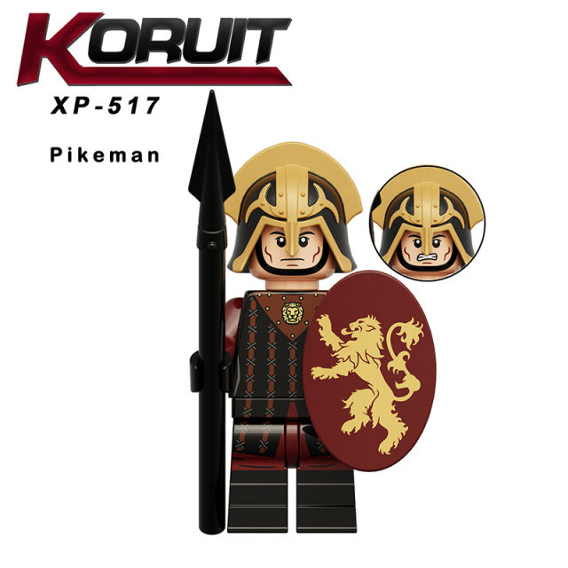 KT1068 Medieval Series Heavy Armored Soldier Minifigs Building Blocks Crossbowman Pikeman Armorknight Shield Helmet Sword Toys